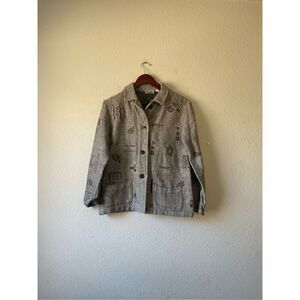 Vintage Chicos silk and cotton beaded and embroidered animal shirt jacket size m
